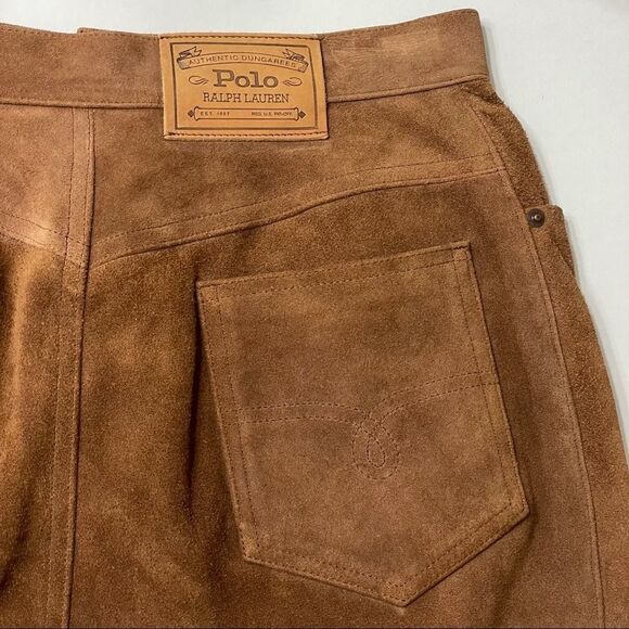Ralph Lauren Vintage 100% genuine leather suede skirt VTG - Picture 2 of 12
